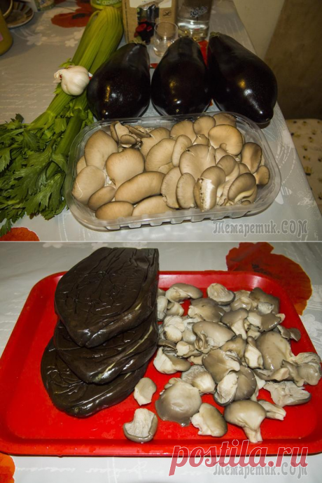 Квашенные баклажаны с вешенкой