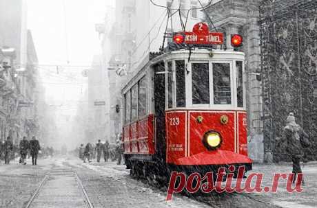 Wall decor Winter Photography Tram photography winter by gonulk