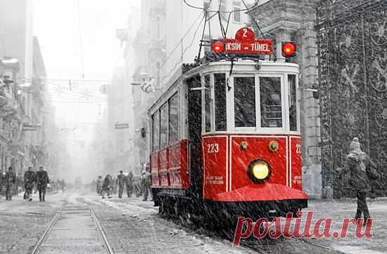 Wall decor Winter Photography Tram photography winter by gonulk
