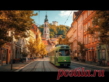 Потрясающие осенние краски в Граце, Австрия 🇦🇹 — пешеходная экскурсия по старому городу в формате 4K