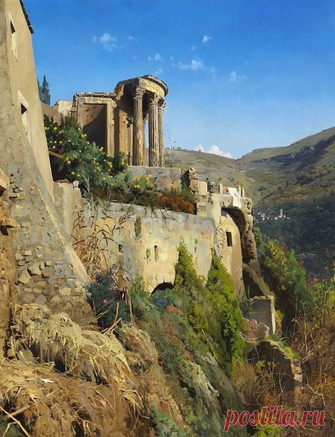 Peder Mørk Mønsted (1859−1941) — Храм Сивиллы в Тиволи, 1884 год
