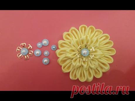 DIY Серединки для цветов канзаши из пуговыц просто и доступно