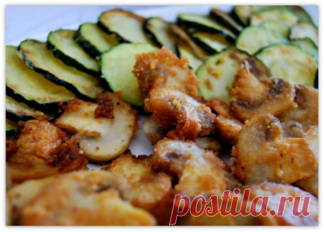 САМАЯ БЫСТРАЯ ЗАКУСКА, ШАМПИНЬОНЫ С КАБАЧКАМИ "МУЧНЫЕ"
