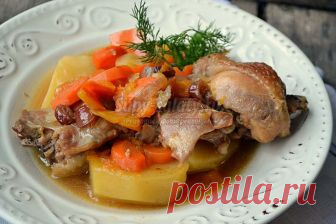 Цимес с курицей и тыквой. Пошаговый рецепт с фото