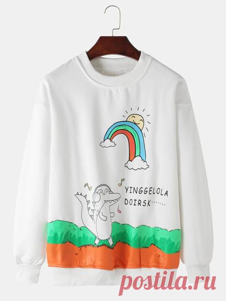 Mens Funny Graffiti Print Pullover Round Neck Long Sleeve Sweatshirts - US$29.99