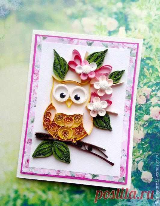 Купить Открытка большая в технике Квиллинг - Открытка ручной работы, открытки, Квиллинг