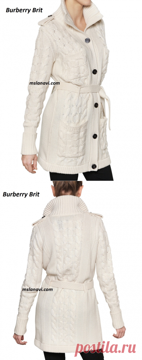 Белый кардиган спицами от Burberry Brit | Вяжем с Лана Ви