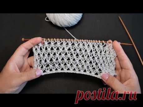 Узор «Сетка с узелками» спицами | «Grid of knots» knitting patterns