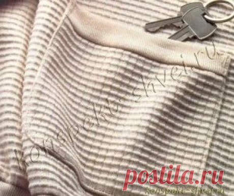 Как сшить накладной карман с планкой из резинки. | КОНСПЕКТ ШВЕИ