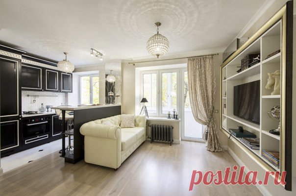 Как выжать максимум из 29 квадратных метров: квартира рядом с Тишинской площадью Разместить на 29 квадратных метрах просторную кухню-гостиную, рабочее место, изолированную спальню с большим встроенным гардеробом вовсе не невыполнимая задача. Мы нашли решение