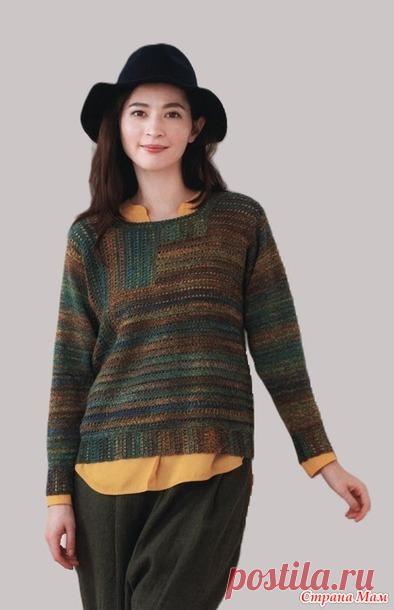 Джемпер узором лестница. Крючок.