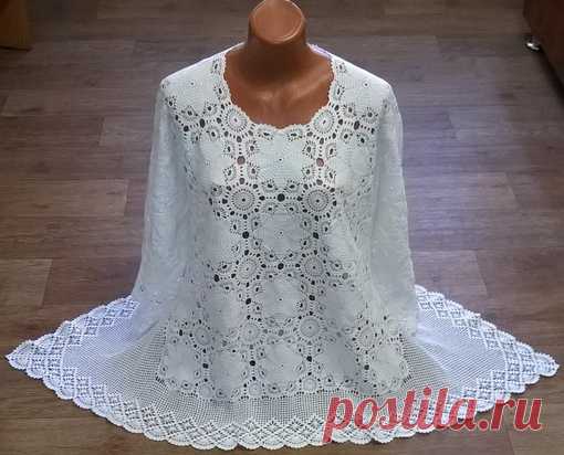 Роскошная кофточка из мотивов. Схема
