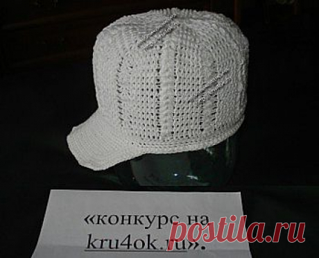 Белая кепка для мальчика - вязание крючком на kru4ok.ru