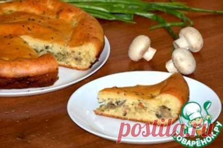 Заливной пирог с капустой и грибами - кулинарный рецепт
