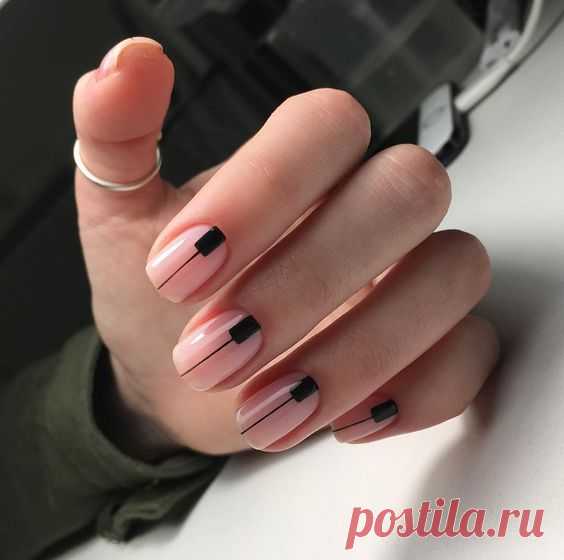 Минималистичный nail-дизайн в чёрно-бежевых тонах! — Модно / Nemodno