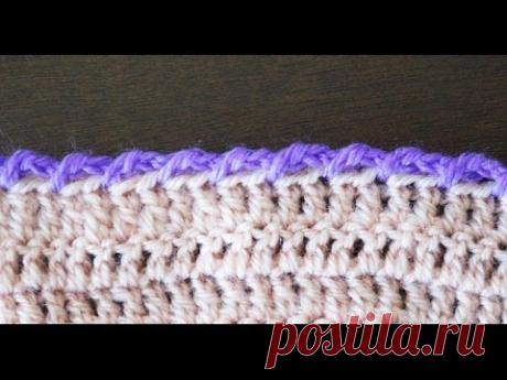 Обвязка края "рачий шаг" с воздушными петлями / Reverce crochet