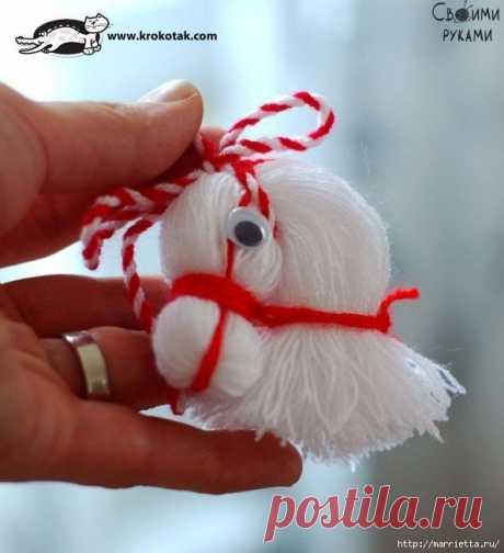 Лошадка из пряжи. Подвеска для новогодней елки