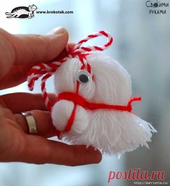 Лошадка из пряжи. Подвеска для новогодней елки