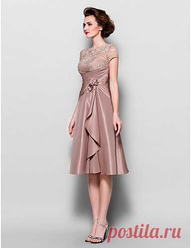 A-line Plus Sizes / Petite Mother of the Bride Dress - Brown Knee-length Short…