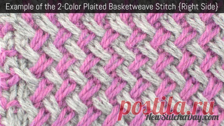 How to Knit the Two Color Plaited Basketweave Stitch - NewStitchaDay.com