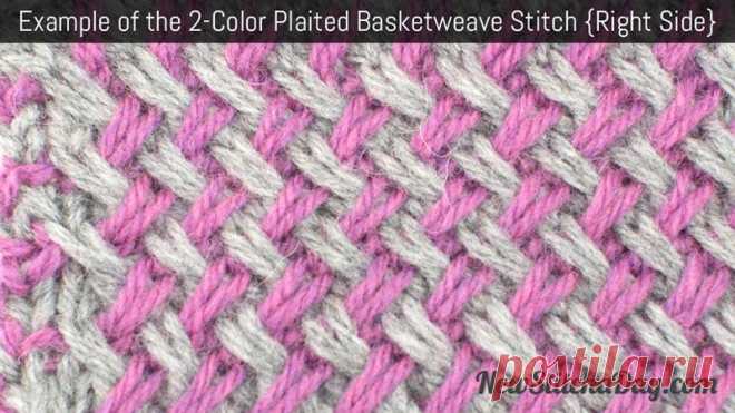 How to Knit the Two Color Plaited Basketweave Stitch - NewStitchaDay.com