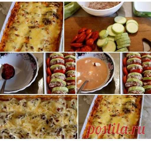 Кабачки, запеченные в духовке, с рисом и фаршем