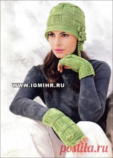 Женственный образ. Светло-зеленая шляпка и митенки для истинной леди. Крючок