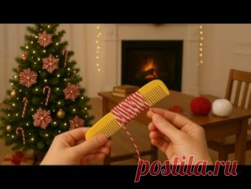Простое новогоднее украшение, сделанное с помощью обычной расчески
