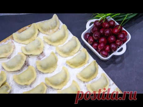 ВАРЕНИКИ С ВИШНЕЙ. Тонкое, нежное тесто - не рвется и удерживает сочную начинку внутри | ЭТО ПРОСТО