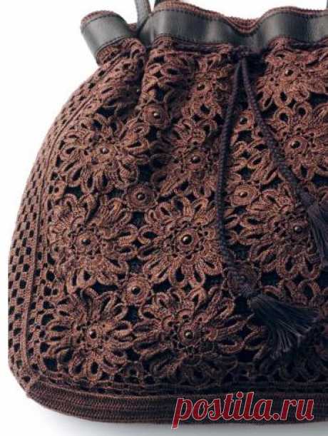 КРУГЛЫЙ ЦВЕТОЧНЫЙ МОТИВ ДЛЯ ВЯЗАНИЯ СУМКИ