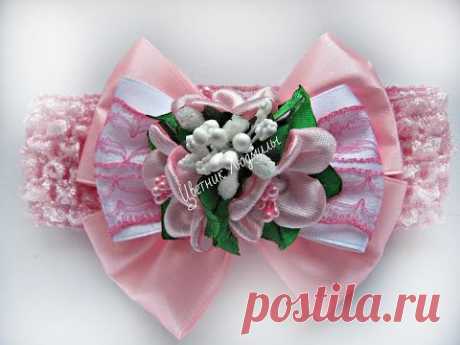 Повязка с цветами, МК / DIY Headband with Flowers / DIY Kanzashi Headband / Простые цветы из ленты