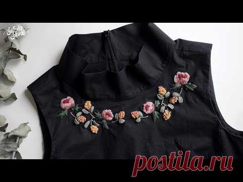 SUB CC] Вышиваю цветы на моей старой блузке