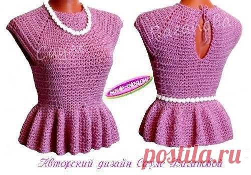 Розовый топ с баской, 