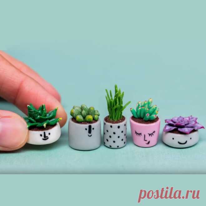 Миниатюра своими руками: суккуленты из полимерной глины | Креаликум
