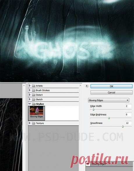 Текст с привидениями в Фотошоп