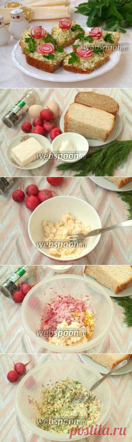Весенние бутерброды с редисом, яйцом и плавленым сыром