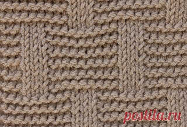 Узор: прямоугольники на фоне платочной вязки - crafty-box.com