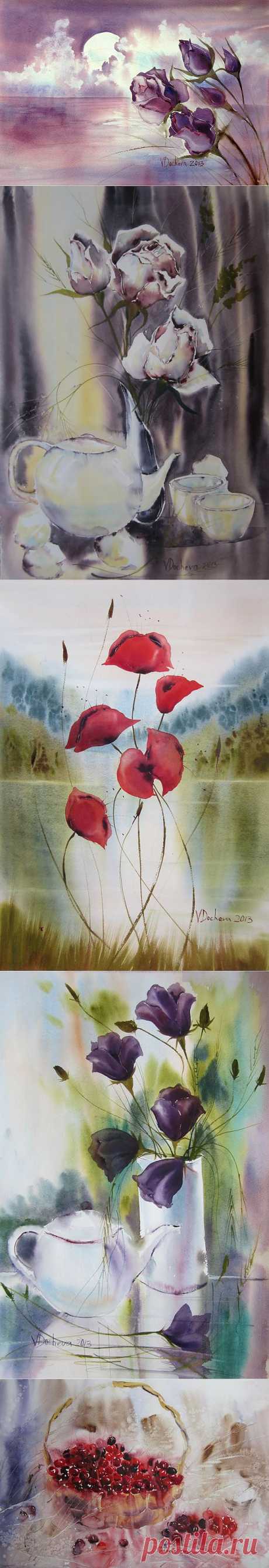 Veneta Docheva.Акварельные цветы