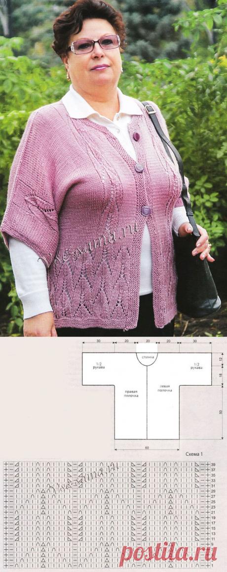 Нарядный кардиган спицами для полных женщин - Вязание - Женский Мир
