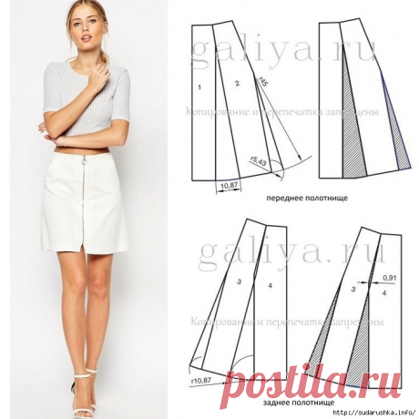 Юбка с минимальным расклешением по методике Галии Злачевской "Генетика кроя"