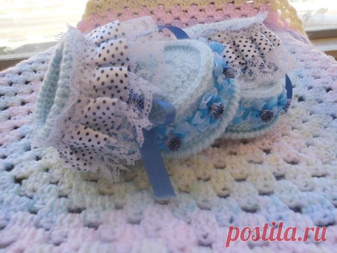 ГОЛУБОЕ НЕБО - пинетки Крючком !!!