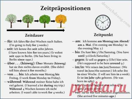 ✒ Временные предлоги в немецком и английском языках / Изучение немецкого языка