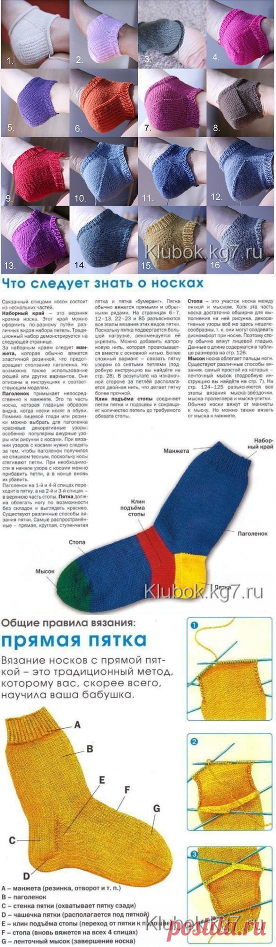 Носки и виды носочных пяток | Клубок