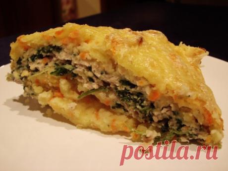 Картофельная запеканка с курицей и шпинатом | Русская кухня