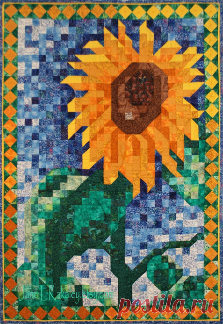 Quilt Pattern Sunflower Mosaic Art Quilt Pattern Immediate | Etsy
