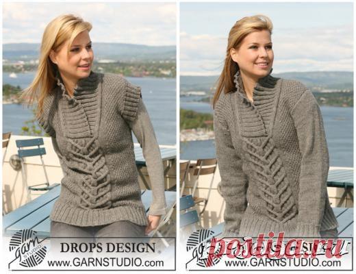 Женский джемпер спицами с короткими и длинными рукавами