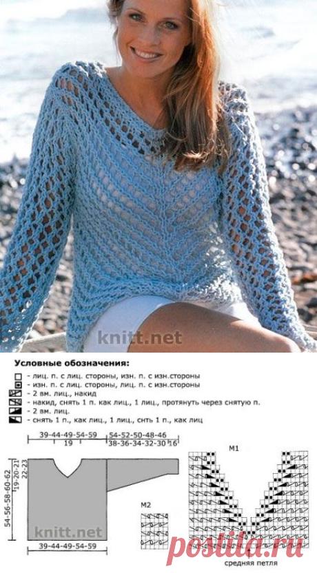 Сетчатый пуловер (с большими дырками) | knitt.net | Все о вязании