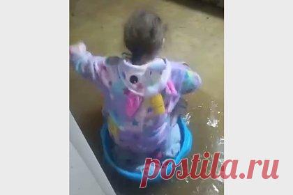 Семилетняя россиянка плавала по затопленной квартире в тазу и попала на видео. В Якутске семилетняя девочка плавала в тазу по затопленной квартире и попала на видео. Издание утверждает, что запись сделана в одном из домов на улице Космонавтов. По словам хозяйки жилплощади — многодетной местной жительницы, до этого в их квартире ни разу не было потопа.