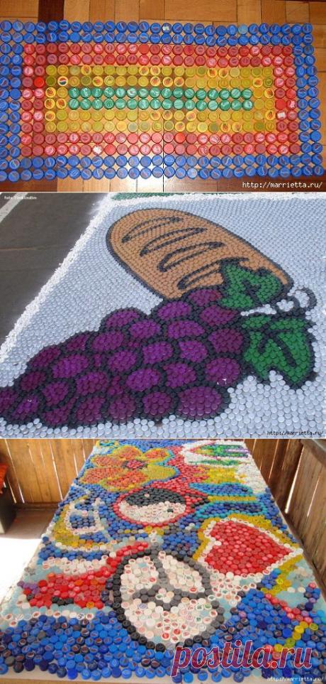 Массажный коврик из крышек от пластиковых бутылок