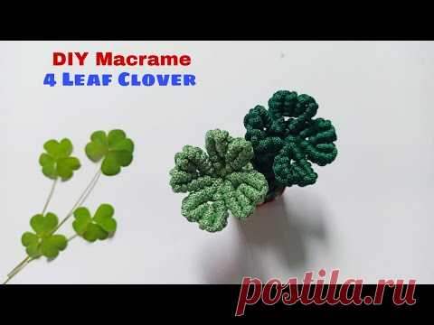 DIY Macrame 4 Leaf Clover - Tutorial Tali Kur Daun Kelopak 4 - YouTube